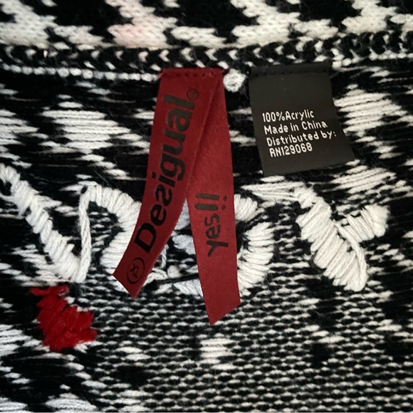 Desigual houndstooth shawl collar zip up sweater size XL. - Picture 6 of 8